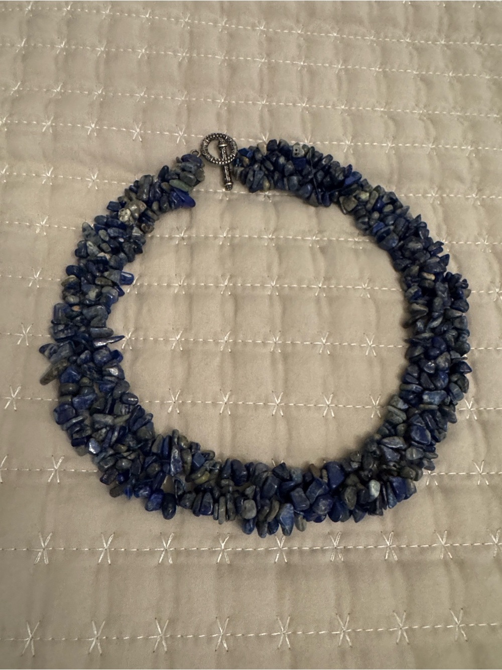 Lapis Chip Cluster Necklace - Deep Blue Statement Necklace